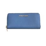 Wallet Designer Bag In Blue & Gold, Size:Large