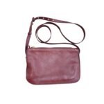 Diaper Bag Leather In Maroon, Size:Small - Image 2